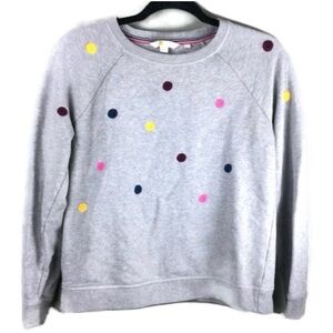Boden Gray Sweatshirt with Colorful Polka Dots